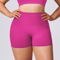 Women's plus size high-waist yoga sports set in vibrant rose red stretch fabric - XXL / Shorts / Magenta