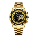 Montre homme en acier doré avec cadran chronographe noir et affichage de la date - Cadran Noir Bracelet Or