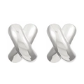 Minimalist silver stainless steel stud earrings with polished cross X design for women - Cross (N-1073)