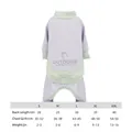 Size chart for cooling pet pajamas in light purple with breathable fabric and dimensions - S / Light Purple