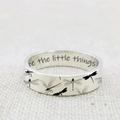 Silver dragonfly ring with Appreciate The Little Things engraving on neutral background - US 6 / Silver