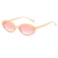 Trendy pink oval retro sunglasses with lightweight frame and matching tinted lenses - Jelly Pink