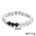 Handmade 8mm white turquoise beaded bracelet with green accents for men, weight 17g - White Turquoise and Green Spotted Stone Style (KB109642-Z)