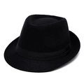 Classic black wool fedora hat with elegant silk ribbon band for winter wear - 60CM / Black