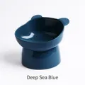 Gamelle surélevée bleu marine pour chats avec oreilles mignonnes et socle incliné - Style Tête d'Ours Inclinée / Bleu Mer Foncé