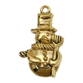 Golden metal snowman charm for DIY jewelry making with top hat and scarf detail - 1pc Snowman 17x27mm