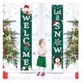 Feestelijke donkergroene kerstbanners voor de veranda met sneeuwman en Welcome tekst - Stijl A-Groene Sneeuwpop Welcome Let it Snow
