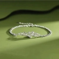 Pulsera de pareja muérdago en plata S925 minimalista con diseño rama de olivo sobre verde - Estilo de Hombre