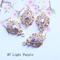 Detail of light purple teardrop zircon charms with gold hollow frame for DIY jewelry - Light Purple