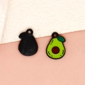 Mini avocado alloy pendant with green enamel and brown pit for DIY jewelry making - Avocado - Black (13-Black)