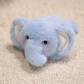 Cute light blue plush elephant fridge magnet with soft faux fur and pink blush details - Elephant