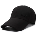 Herren Outdoor Baseballkappe mit langem Schirm und 3D FIRST Stickerei auf schwarzem Stoff - Verstellbar / Schwarz
