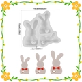 Hasen-Silikonform mit 3 Mulden, Maße 15,3x15cm, für DIY-Osterhasen aus Gießharz - 3-Loch Schlappohr-Hase