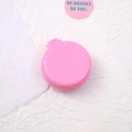 Portable pink macaron folding hair brush with built-in mirror for compact travel use - Glossy - Rose Red