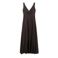 Elegantes, eng anliegendes braunes Satin-Maxikleid mit V-Ausschnitt und Rückenausschnitt - XS / Kaffeebraun