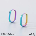 Orecchini a cerchio a U in titanio arcobaleno lucido per uomo e donna, 16x12x2mm - Colorato
