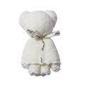Serviette créative en forme d'ours blanche en polaire corail avec ruban décoratif - Ours Blanc