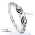Silver vintage snake head bracelet in Byzantine chain style for men 200mm length - 20cm / Steel Double Snake Byzantine Chain (KB164515-Z)