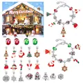 Christmas countdown jewelry set with blue cabin box, beads, and silver bracelets - Style M-14L