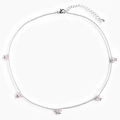 Collana d'argento con cinque delicati ciondoli a farfalla rosa e piccole pietre viola - Rosa (Placcato Oro Bianco)