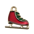 Ciondolo natalizio a forma di pattino da ghiaccio in smalto rosso e verde per gioielli - Stile Pattino da Ghiaccio (18064) / 1 Pezzo (15x14mm)