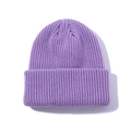 Winter thermal purple ribbed knit beanie with stylish folded cuff for adults - Light Purple