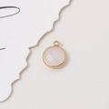 10mm round pink crystal pendant with gold frame for DIY jewelry making and crafts - Faux Jade White