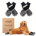 Waterproof non-slip dog socks with reflective straps in black and gray color set - Black Caterpillar-shaped Adhesive Dots [high-end Storage Bag] / XS