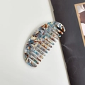 Blue and brown tortoiseshell acetate wide-tooth hair comb with crescent shape - Slate Blue Oval