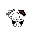 Detail of an enamel tooth pin with a graduation cap and diploma scroll on white background - Graduation Doctor Style