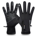 Black thermal cycling gloves with touchscreen fingertips and a convenient zipper pocket - M / Black