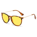Retro cat-eye sunglasses with tortoise shell frame, yellow lenses and gold metal temples - Tortoise Gold Leg Night Vision Yellow Polarized C12