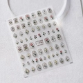 5D vintage floral nail stickers with embossed rose and daisy patterns, model MN-192F - 5D Relief Floral Style (MN-192F)