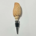 Shell wine stopper with yellow striped conch decoration and silver metal base - Lightning Whelk Stopper