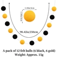2.5m black and gold felt pom pom garland with 3cm balls for Happy New Year party decor - New Year Felt Pom Pom Garland