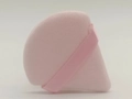 Houppette en velours rose en forme d'éventail avec ruban satiné pour maquillage doux - Rose