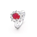 S925 sterling silver ring featuring a large oval red ruby zircon and white accents - For Sale Lzr08-p-6