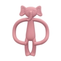 Pink elephant silicone baby teether with easy-grip ring handle for soothing newborns - Elephant-Rose