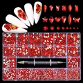 21-grid nail art set featuring assorted red rhinestones and a dual-ended dotting pen - Big Red Diamonds Set (480PCS)