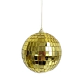 Golden disco ball ornament with reflective mirror tiles and a top hanging loop - 10cm Gold