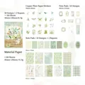 Green floral vintage scrapbooking sticker set with 100 pieces for journaling decoration - Flowers in the Forest