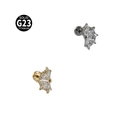 G23 titanium butterfly lip studs set with clear zircon in gold and silver finish - Style NO-7 Butterfly / 1.2x8mm / Silver