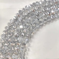 8mm multi-faceted silver grey crystal melon beads with metallic iridescent coating - White Half Silver