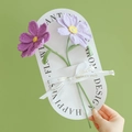 Handmade crochet cosmos flowers in purple and light purple on elegant white gift card - Cosmos (Dark Purple + Light Purple)
