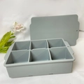 Gray food-grade silicone ice cube tray with 6 square molds and a lid, 100ml capacity - 6 Cavities (No Lid) / Gray