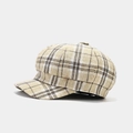 Gorra clásica de algodón y lino a cuadros con patrón vintage para protección solar facial - Ajustable / Gorra Newsboy a Cuadros Caqui