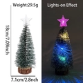Mini sapin de Noël de table de 18cm avec étoile LED rose et base en bois naturel - Sapin de Noël avec étoile / Sapin de Noël 18CM avec lumières colorées