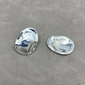 Silver minimalist irregular geometric oval clip-on earrings with polished mirror finish - Clip-on Earrings / Silver Ear Clip
