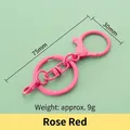 Rose red metal figure-eight keychain with lobster clasp and round ring for DIY crafts - Standard / Rose Red