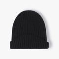 Schwarze Herren-Strickmütze mit Rippenmuster und Umschlag für den Winter im Street-Style - Einheitsgröße / Schwarz (22B046)
